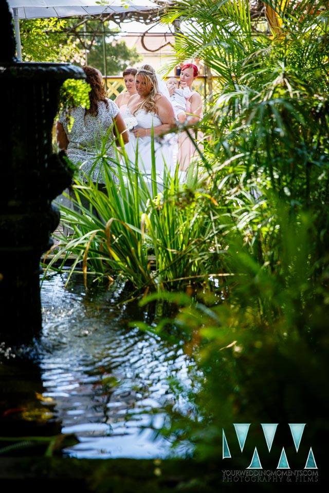 Tara & Harvey's wedding - The Dell, Alameda Botanical Gardens 3 The bride entering The Dell Gibraltar wedding ceremony