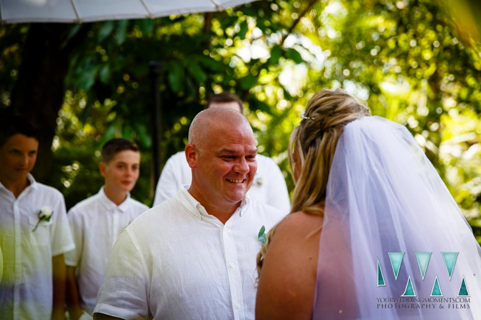 Tara & Harvey's wedding - The Dell, Alameda Botanical Gardens 4 Groom in The Dell Gibraltar wedding vows