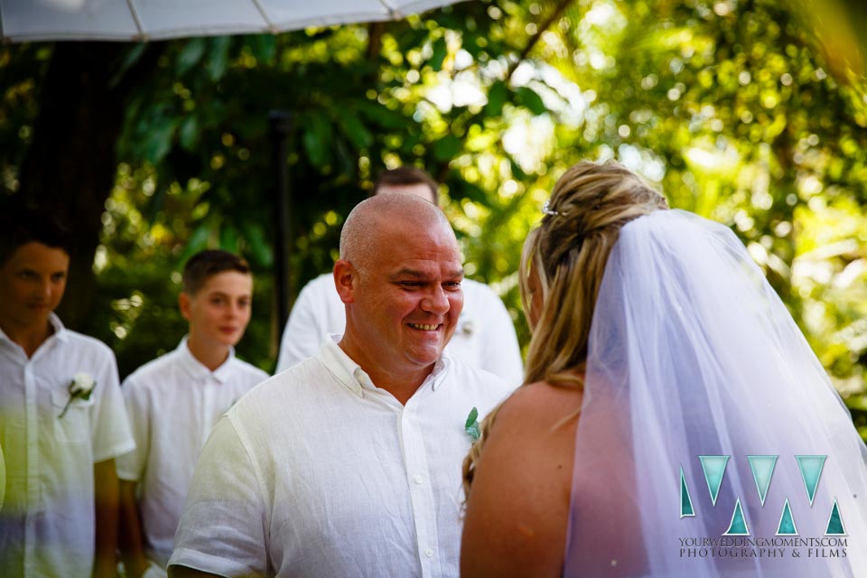 Groom in The Dell Gibraltar wedding vows