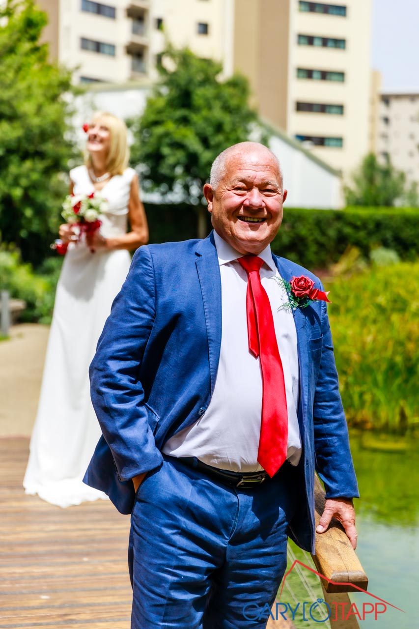 The Registry Office Gibraltar groom in commonwealth gardens