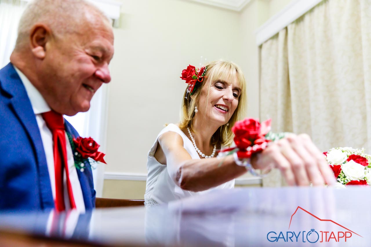 The Registry Office Gibraltar signing the register