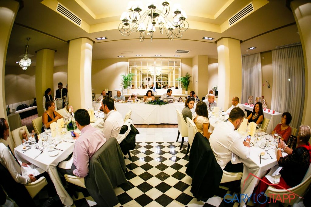 Bride and groom wedding breakfast at the Rock Hotel Gibraltar restaurant