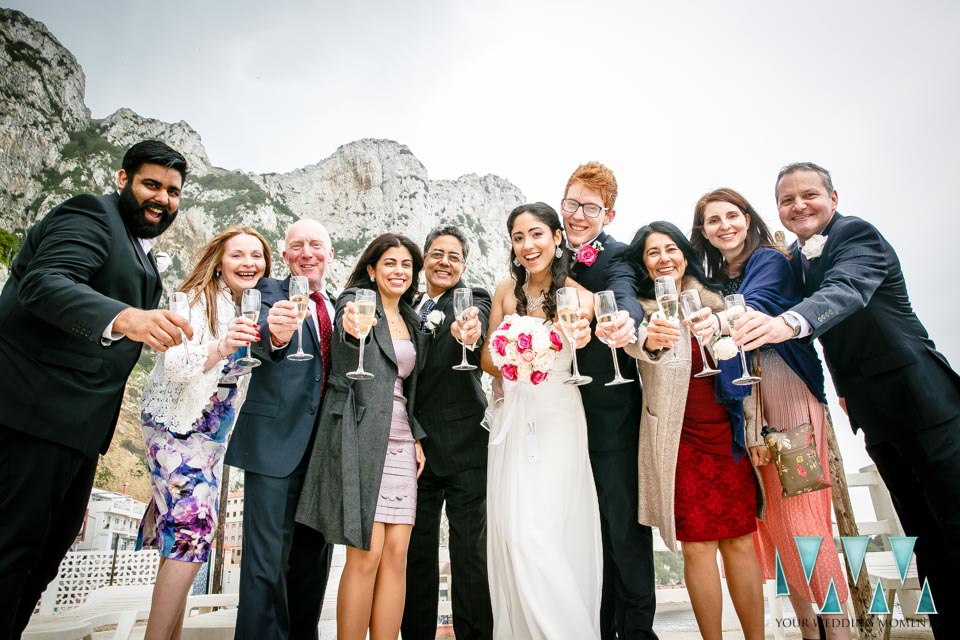 The Caleta Hotel Gibraltar Wedding Photographer 2 Group wedding shot at The Caleta Hotel wedding venue in Gibraltar