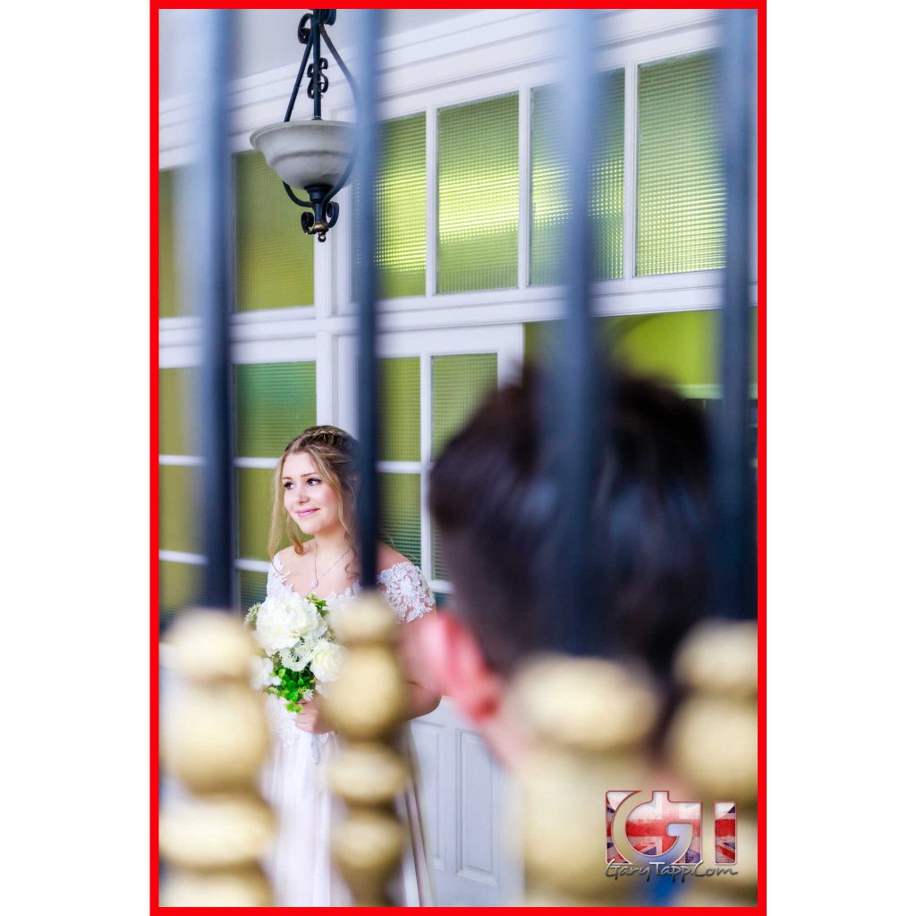 Bride outside the Registry Office wedding Gibraltar at Secretary Lane