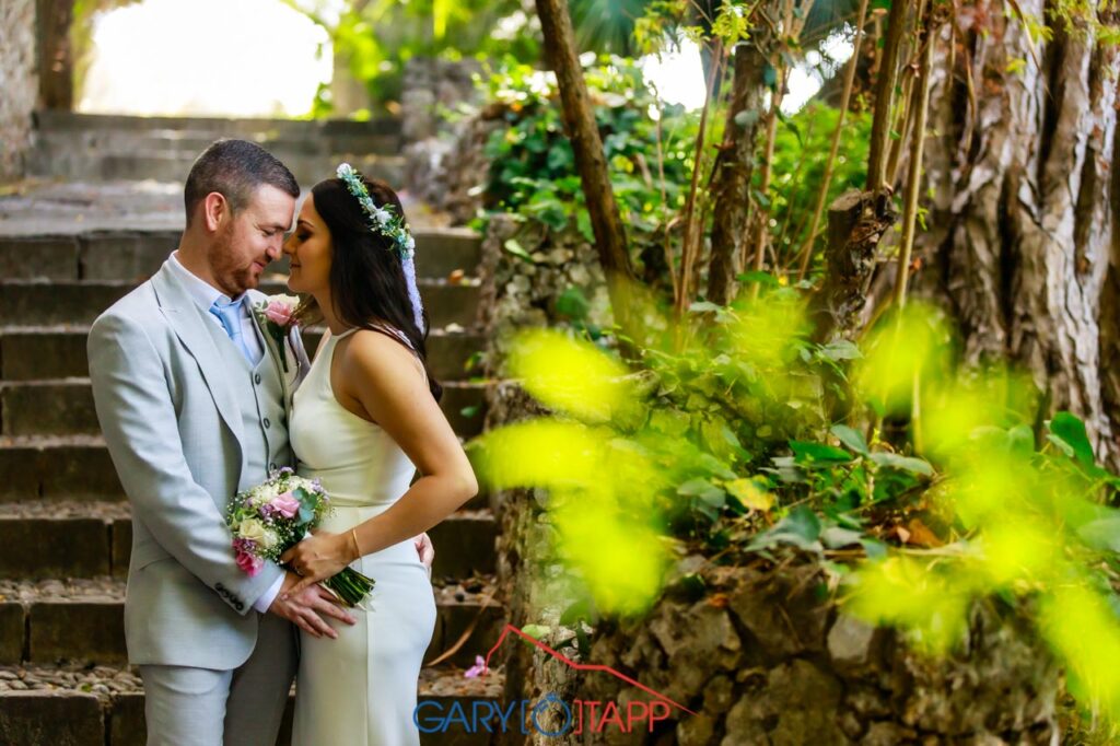 The Botanical Gardens Gibraltar Wedding pose