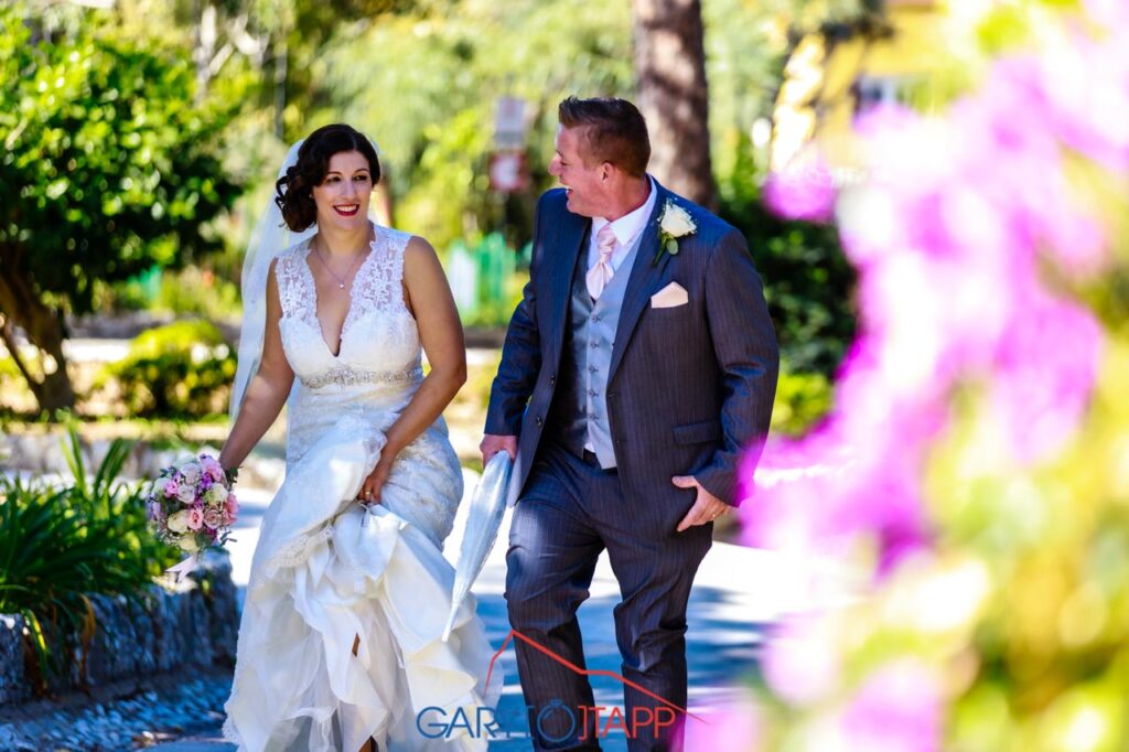 The Botanical Gardens Gibraltar Wedding bride and groom