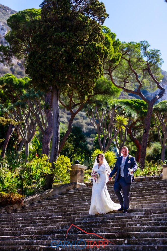 Walking down the steps in the Botanical Gardens Gibraltar