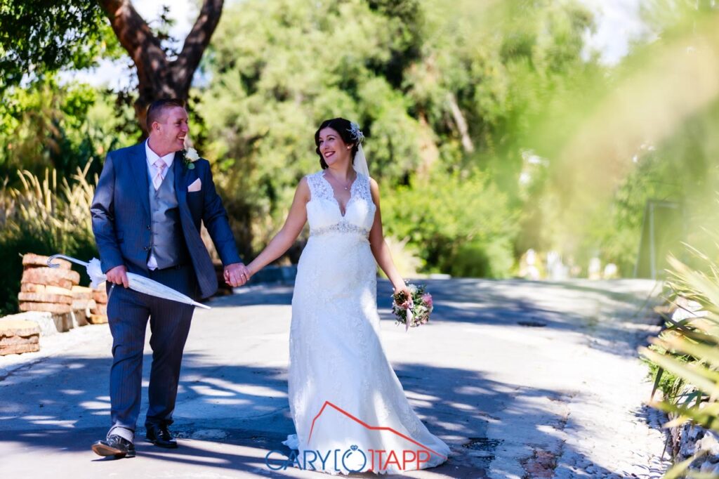 Walking in the The Botanical Gardens Gibraltar Wedding