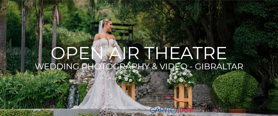 Alameda Open Air Theatre Wedding Photographer | Gibraltar 1 Bride standing in the Alameda Open Air Theatre wedding venue in Gibraltar